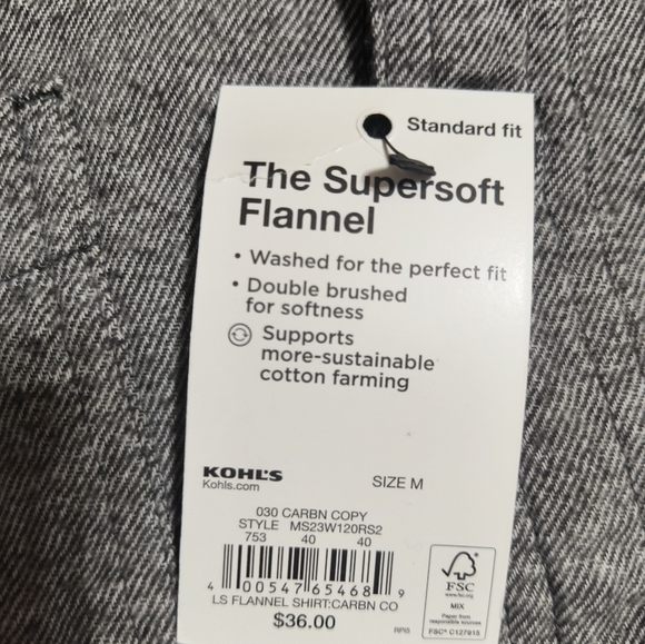 NWT Sonoma the Super Soft Flannel button down shirt, men's medium, gray - Picture 4 of 13